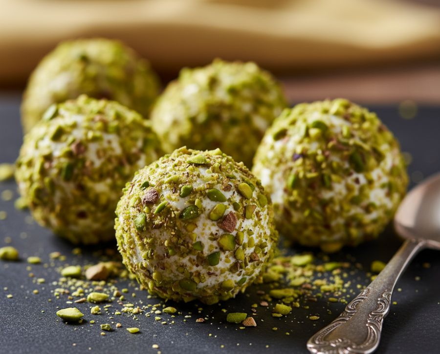 Bombones de queso de cabra y pistacho crujientes  