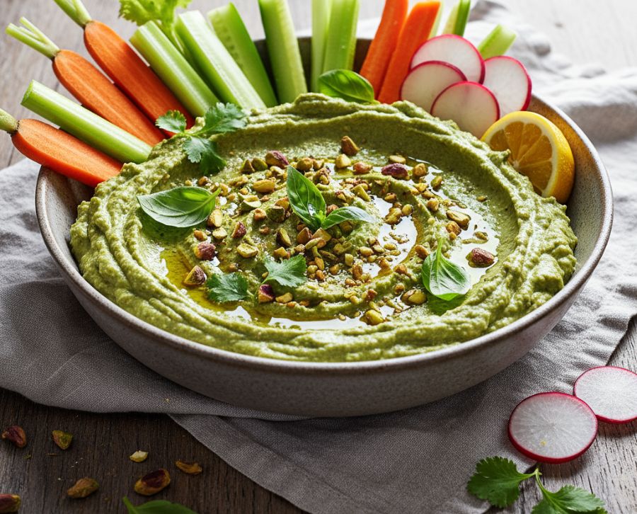 Dip Cremoso de pistacho y albahaca
